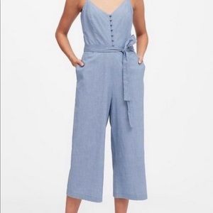 BANANA REPUBLIC — BLUE WIDE LEG CROPPED JUMPSUIT